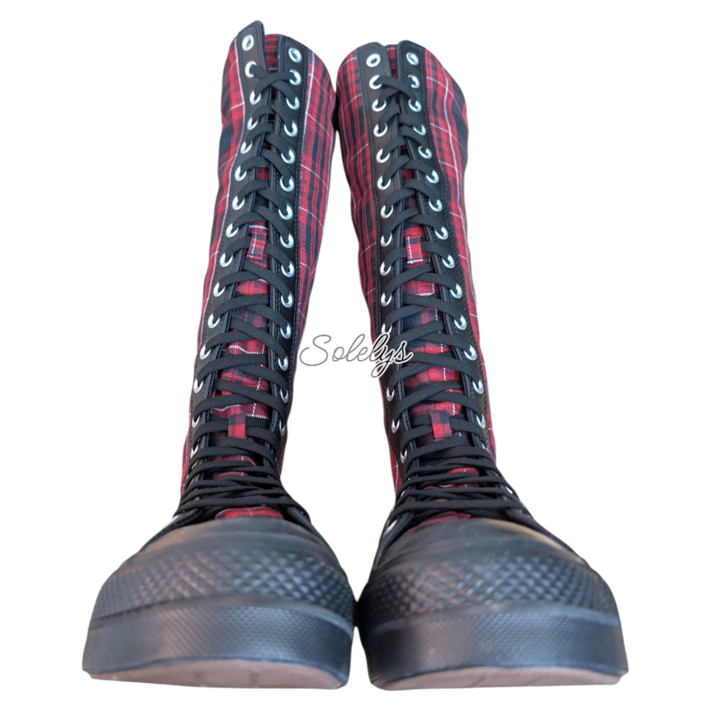 Converse XXHI Platform Lift Plaid Park Red Black Knee High Sneaker Bundle 5.5 - Picture 10 of 10